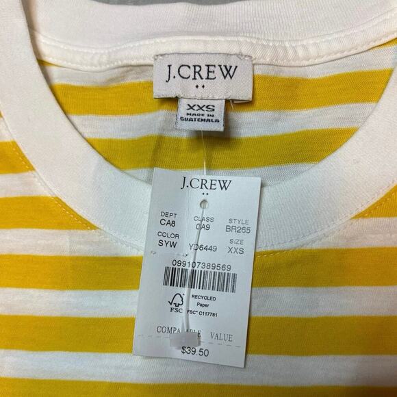 J.Crew Factory Yellow White Striped Cotton Crewneck Tee XXS NWT - Picture 5 of 5